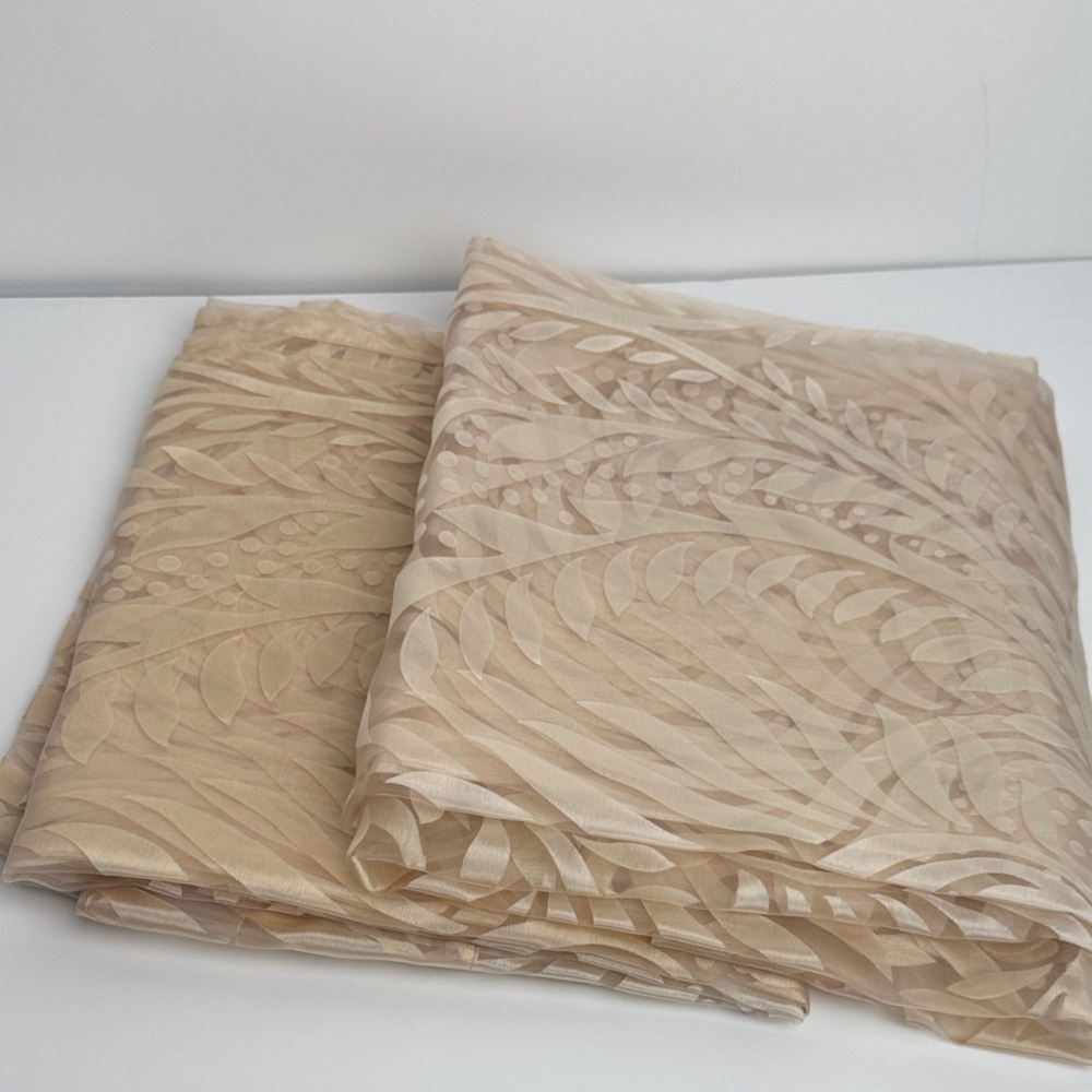 Pier 1 Beige Peacock Sheer Curtain Panels 48x84in